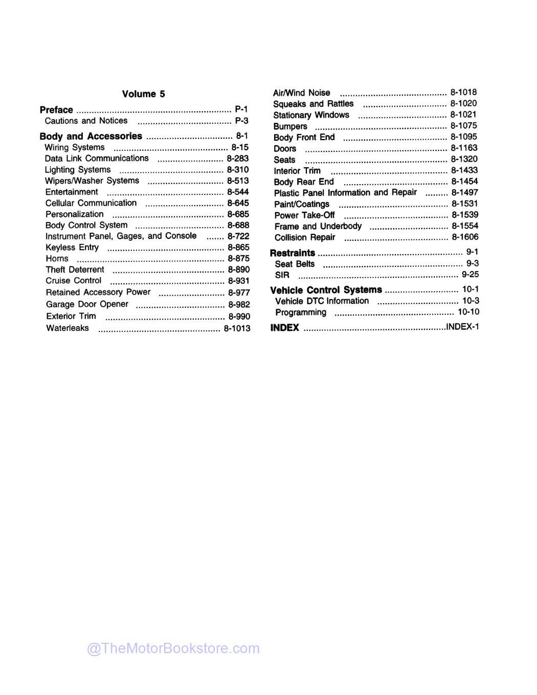 2003 Chevy GMC Silverado, Sierra, Sierra Denali Service Manual  - Table of Contents 2