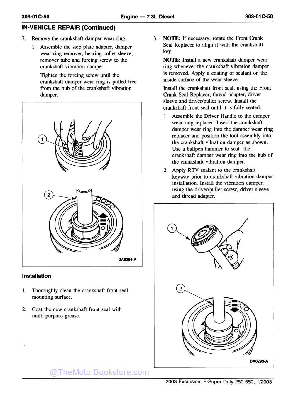 2003 Ford F-Super Duty 250, 350, 450, 550 & Excursion Workshop Manual - Sample Page 3