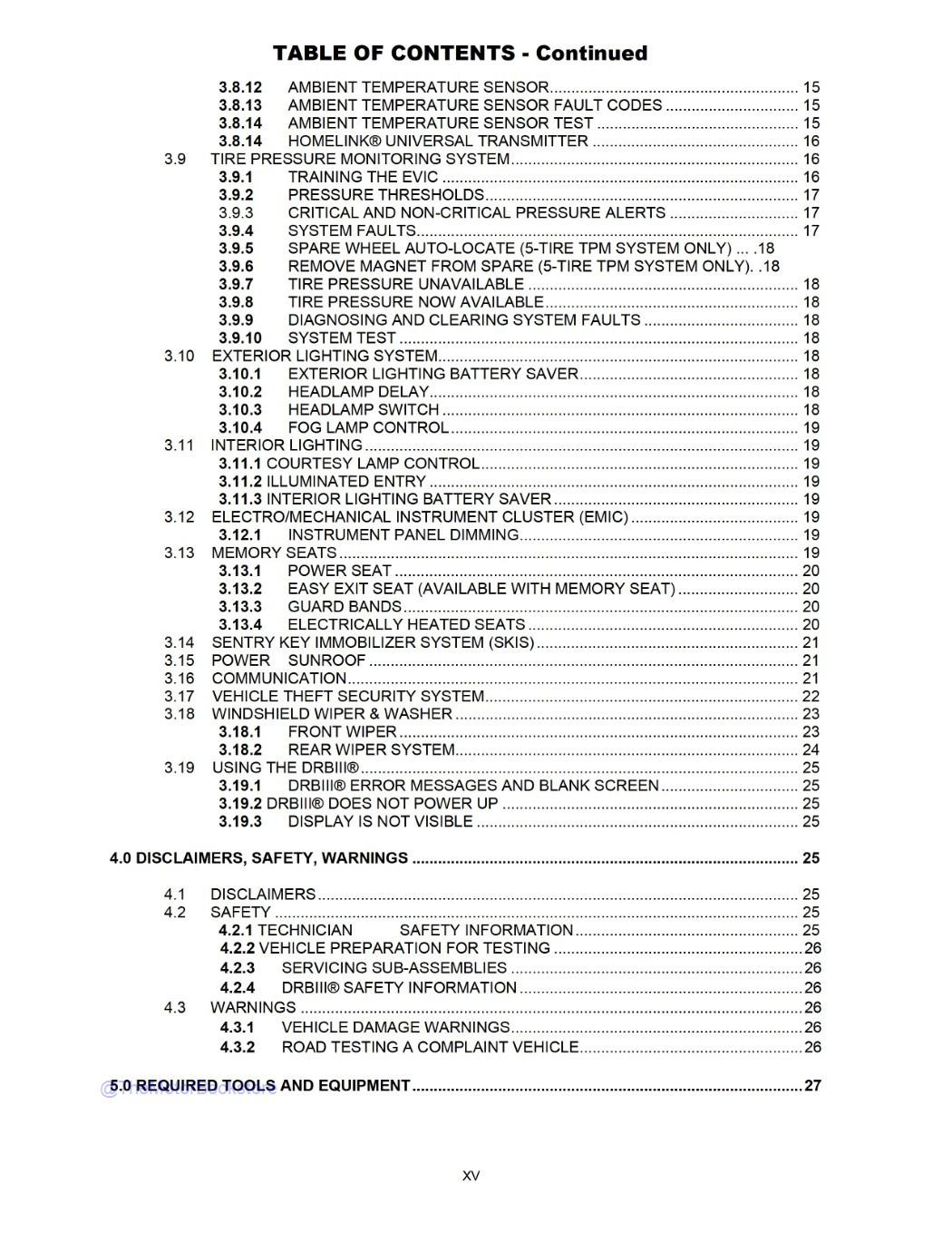 2003 Jeep Grand Cherokee Body Diagnostic Procedures Manual  - Table of Contents 2