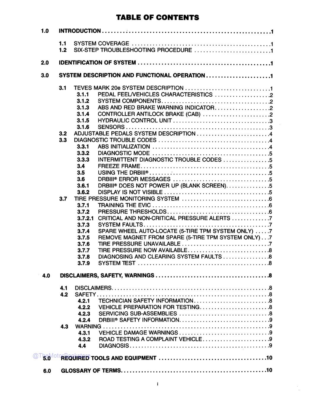2003 Jeep Grand Cherokee Chassis Diagnostic Procedures Manual  - Table of Contents 1