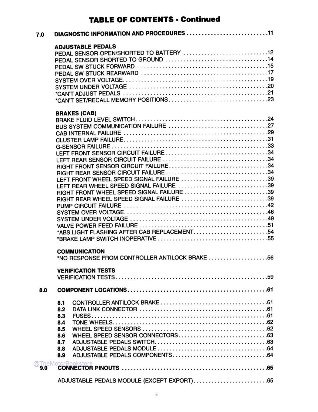 2003 Jeep Grand Cherokee Chassis Diagnostic Procedures Manual  - Table of Contents 2