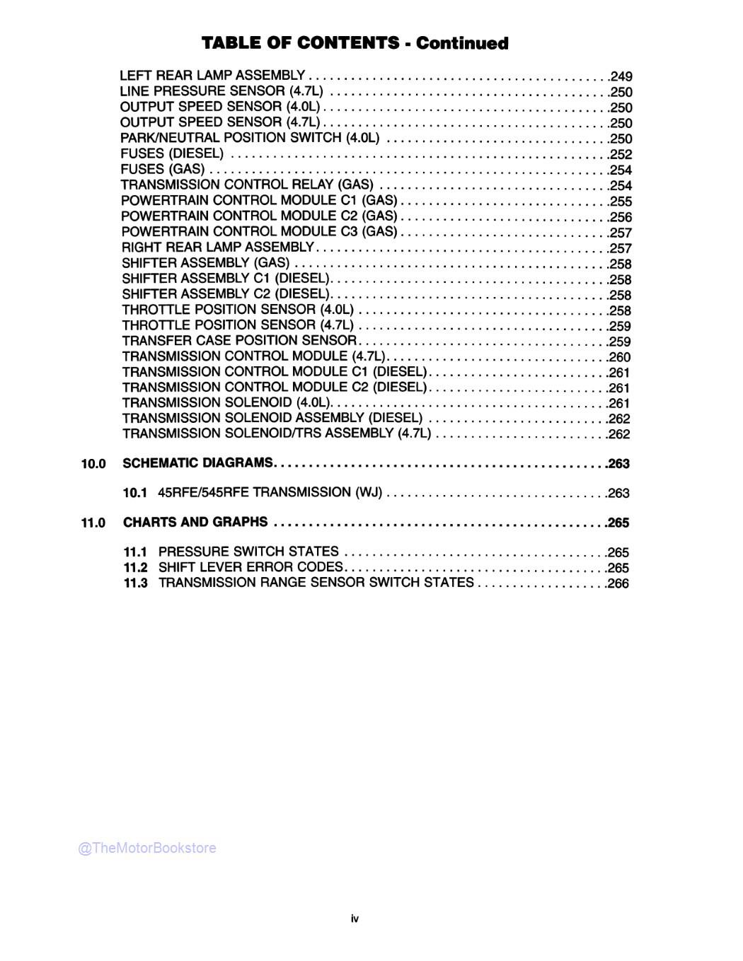 2003 Jeep Grand Cherokee Transmission Diagnostic Procedures Manual - Table of Contents 4 2003 Jeep Grand Cherokee Transmission Diagnostic Procedures Manual - Table of Contents 4
