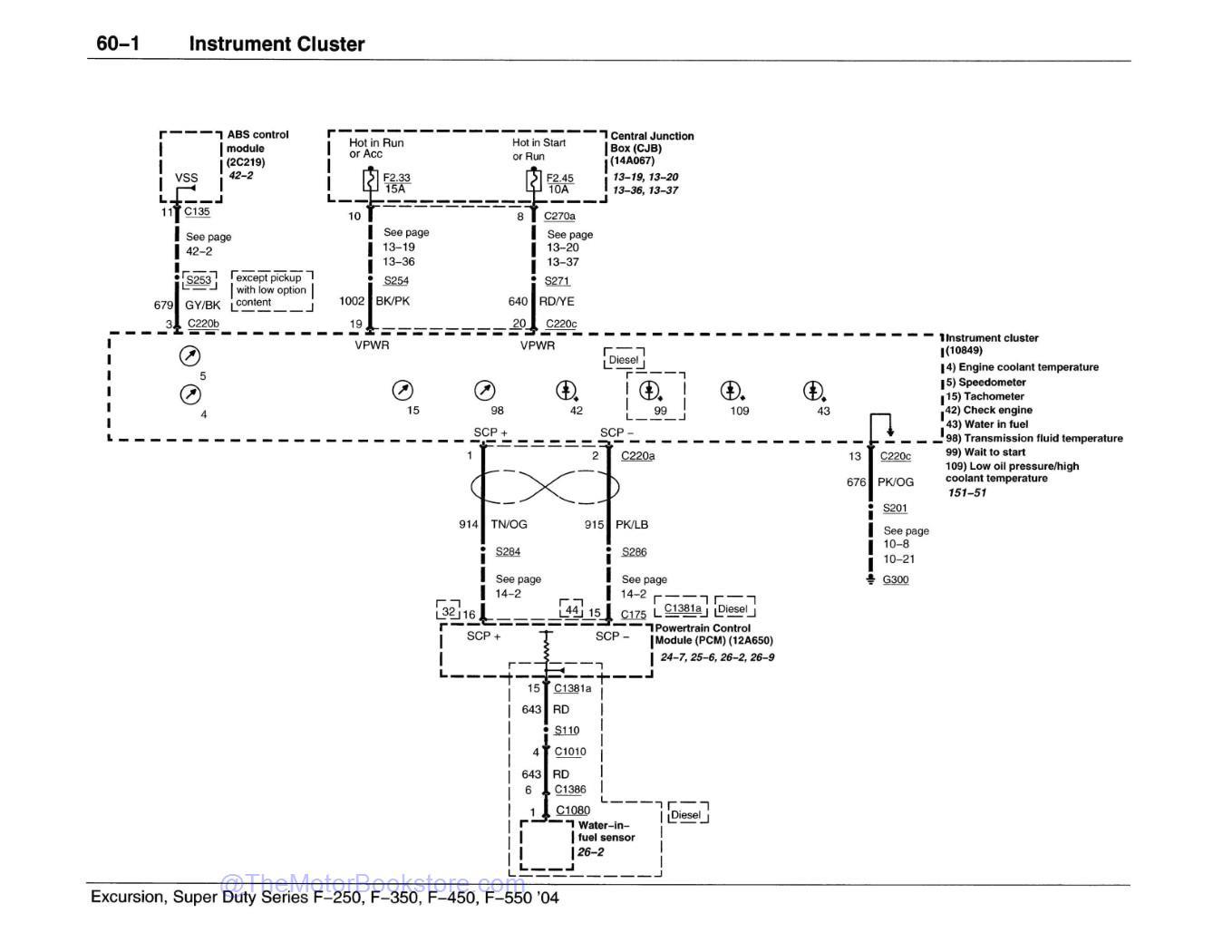 2004 Ford Super Duty F-250, F-350, F-450, F-550 Wiring Diagrams  - Table of Contents - Sample Page