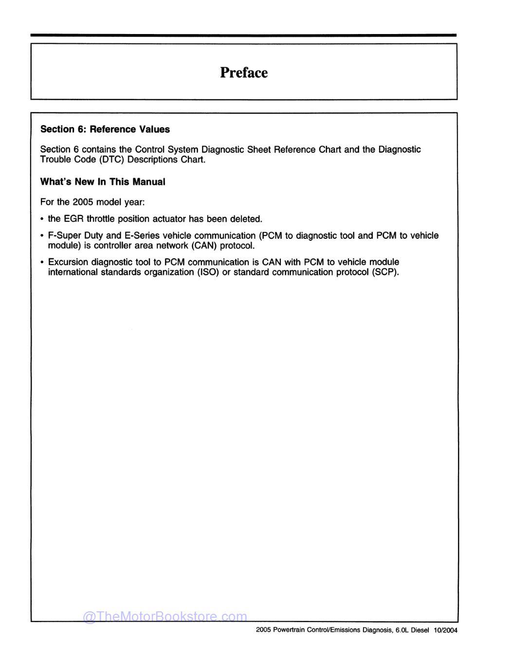 2005 Ford 6.0L Diesel Powertrain Control / Emissions Diagnosis Manual  - Table of Contents 2