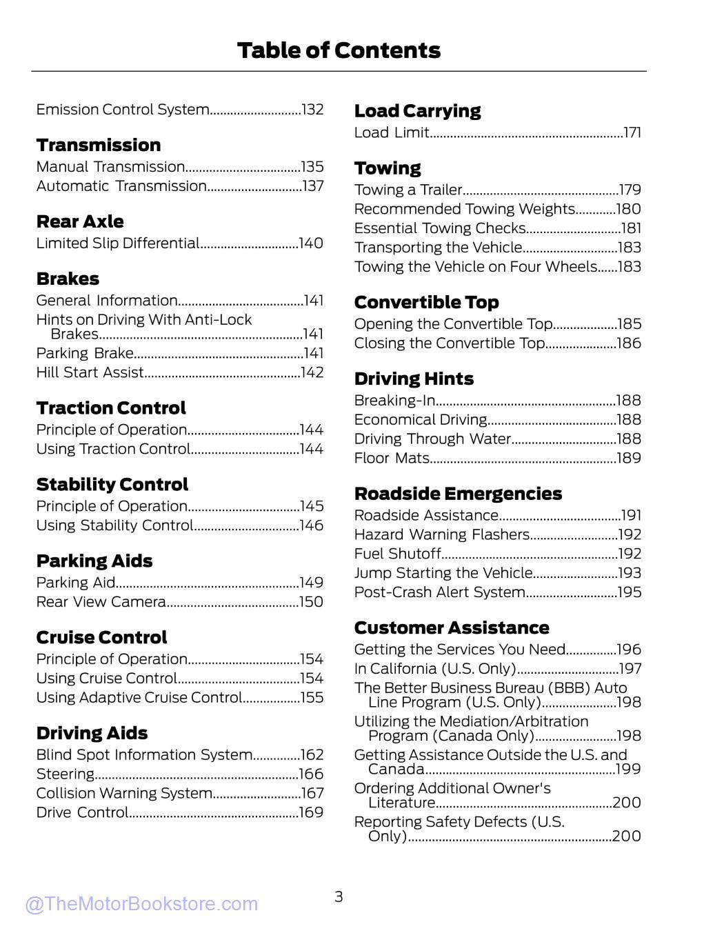 2015 Ford Mustang Owner's Manual - Table of Contents 2015 Ford Mustang Owner's Manual - Table of Contents