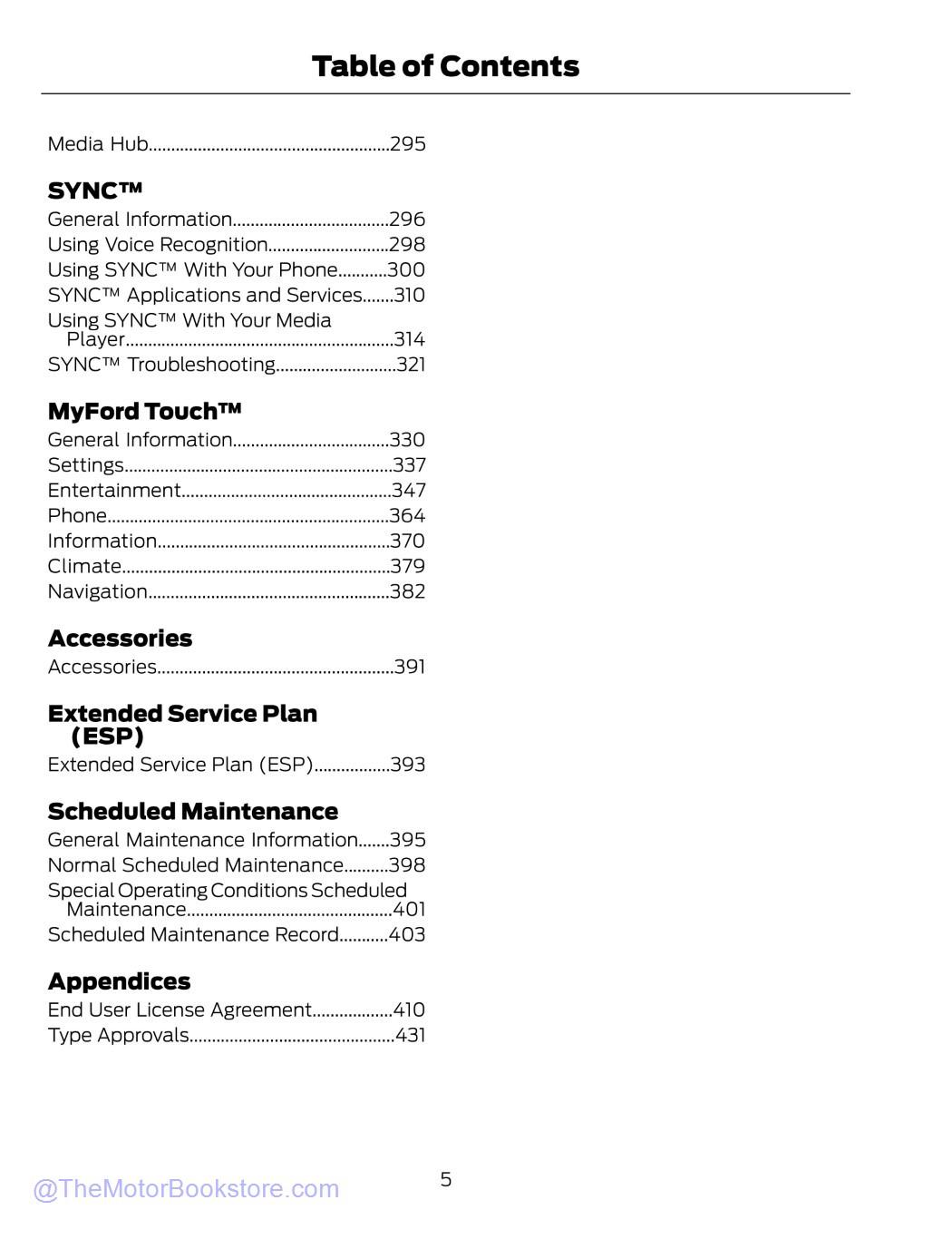 2015 Ford Mustang Owner's Manual - Table of Contents 2015 Ford Mustang Owner's Manual - Table of Contents