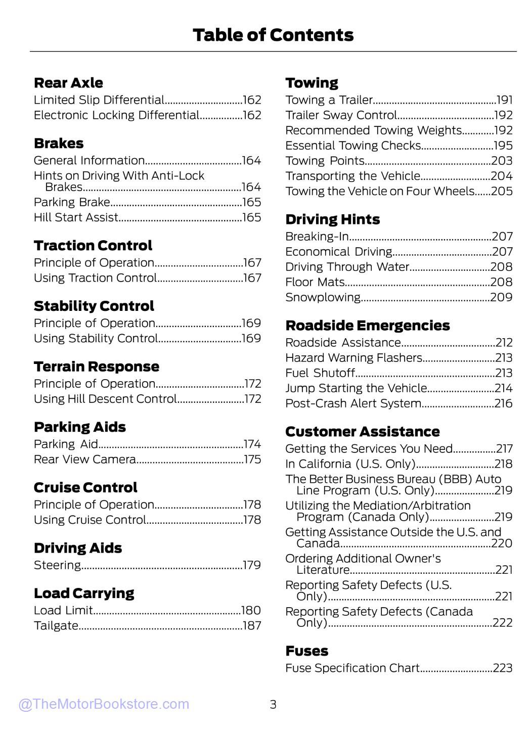 2015 Ford Super Duty Truck Owner's Manual (F-250, F-350, F-450, F-550) - Table of Contents