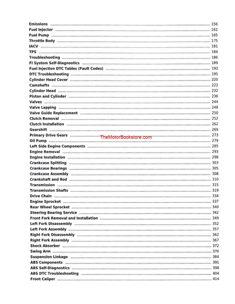 2021 - 2023 Honda CRF300L/RL Rally Service Manual - Table of Contents 2