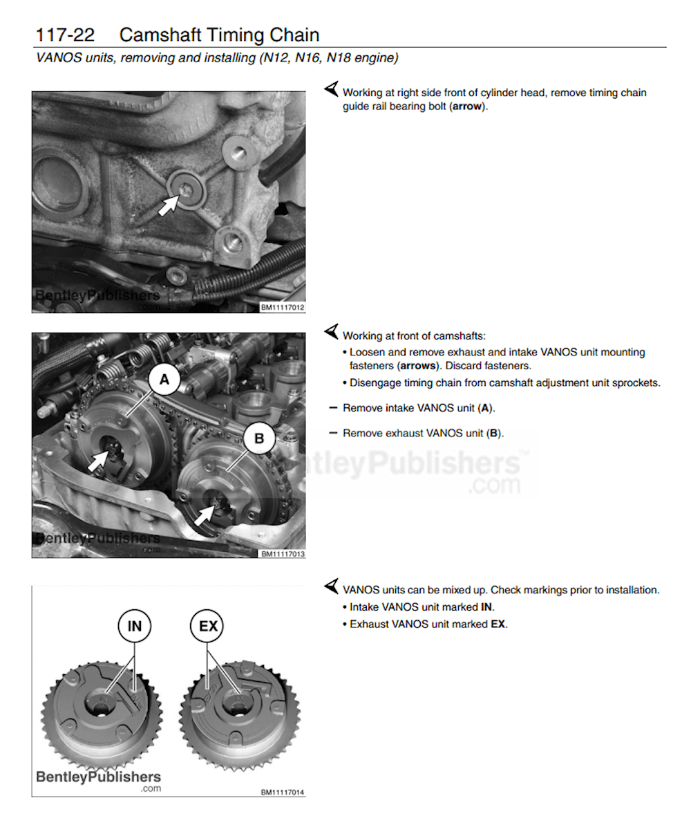 MINI Cooper Service & Repair Manual Sample Page - Camshaft Timing Chain Install - BM13