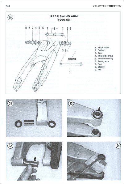 Clymer Repair Manual Repair Swing Arm Sample Page