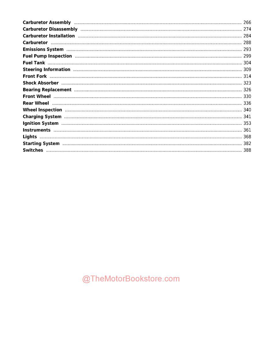 Honda NPS50 Ruckus Scooter Service Manual - Table of Contents Page 2