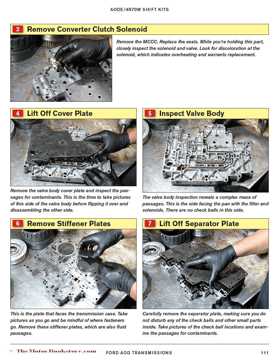 Ford AOD Transmissions: Rebuilding the AOD, AODE, 470W Sample Page - Disassemble Valve Body  - SA279