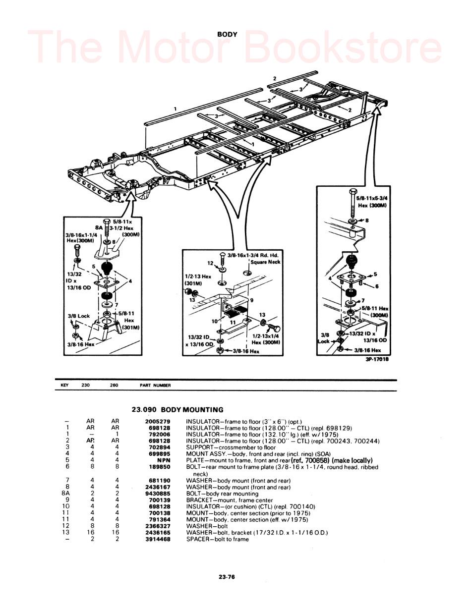 1973-1978 GMC Motorhome Parts Book Sample Page - Body