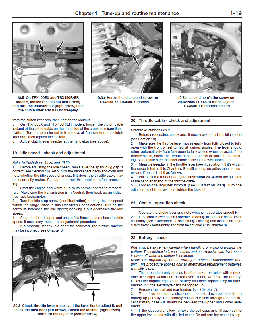 Haynes 2318 - Honda TRX300EX, TRX400X/EX and TRX450R/ER Repair Manual: 1993-2014 - Sample Page