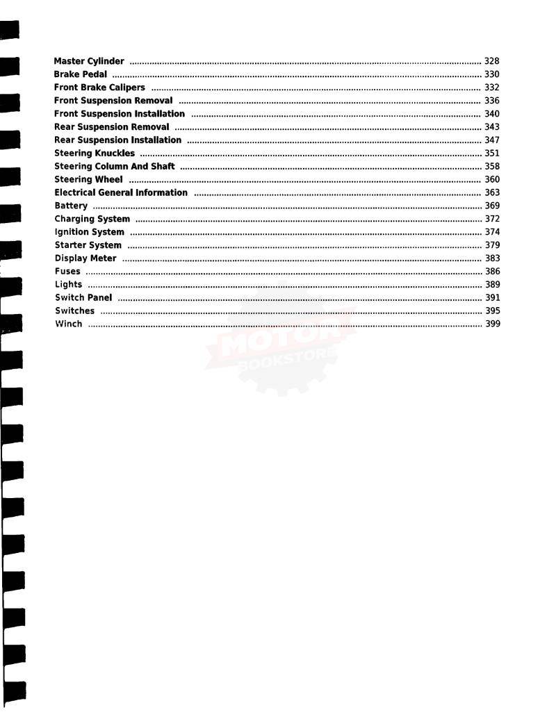 Hisun Sector 1000 UTV Service Manual - Table of Contents 3