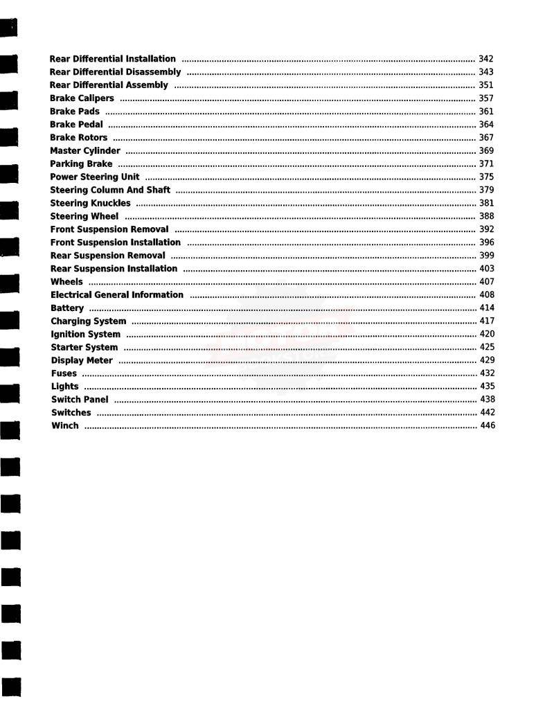 Hisun Strike 1000 UTV Repair Manual - Table of Contents 3