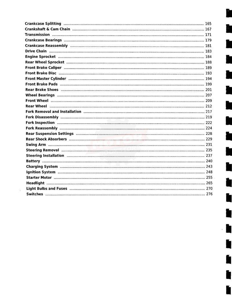 Honda CMX250C / Rebel 250 Service Manual: 1985-2016 - Table of Contents 2