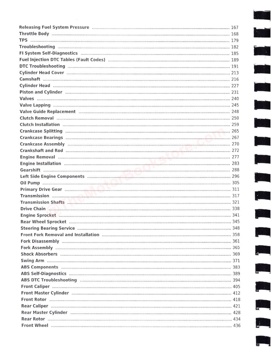 Honda CMX300 Rebel Service Manual: 2017-2020 - Table of Contents Page 2