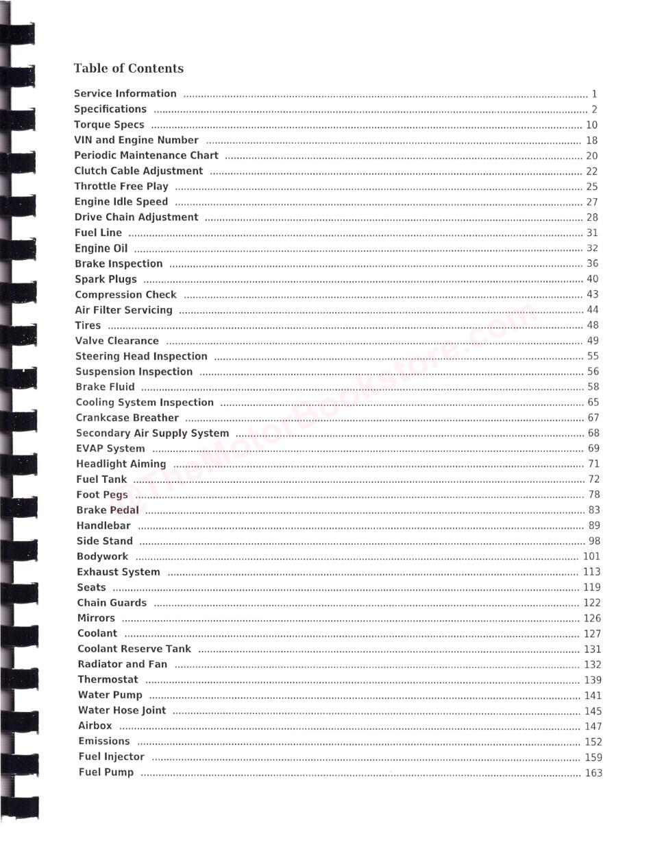 Honda CMX500 Rebel Service Manual: 2017-2020 - Table of Contents Page 1