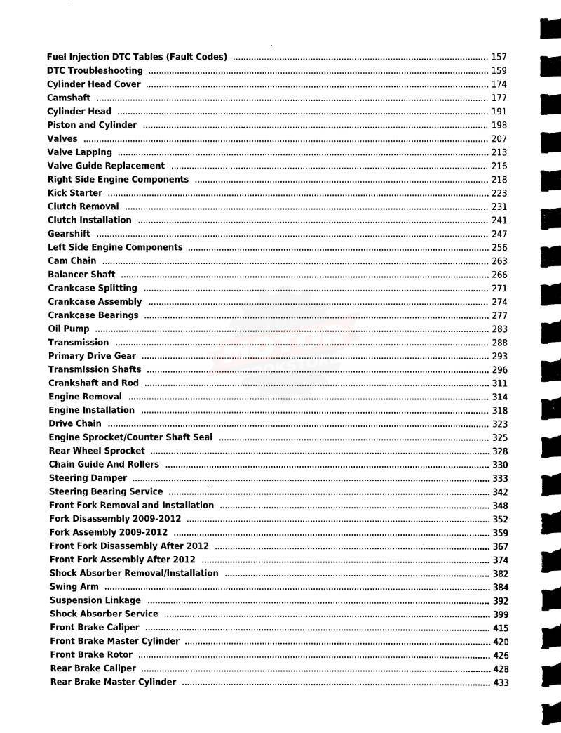 Honda CRF450R Service Manual 2009-2014 - Table of Contents 2