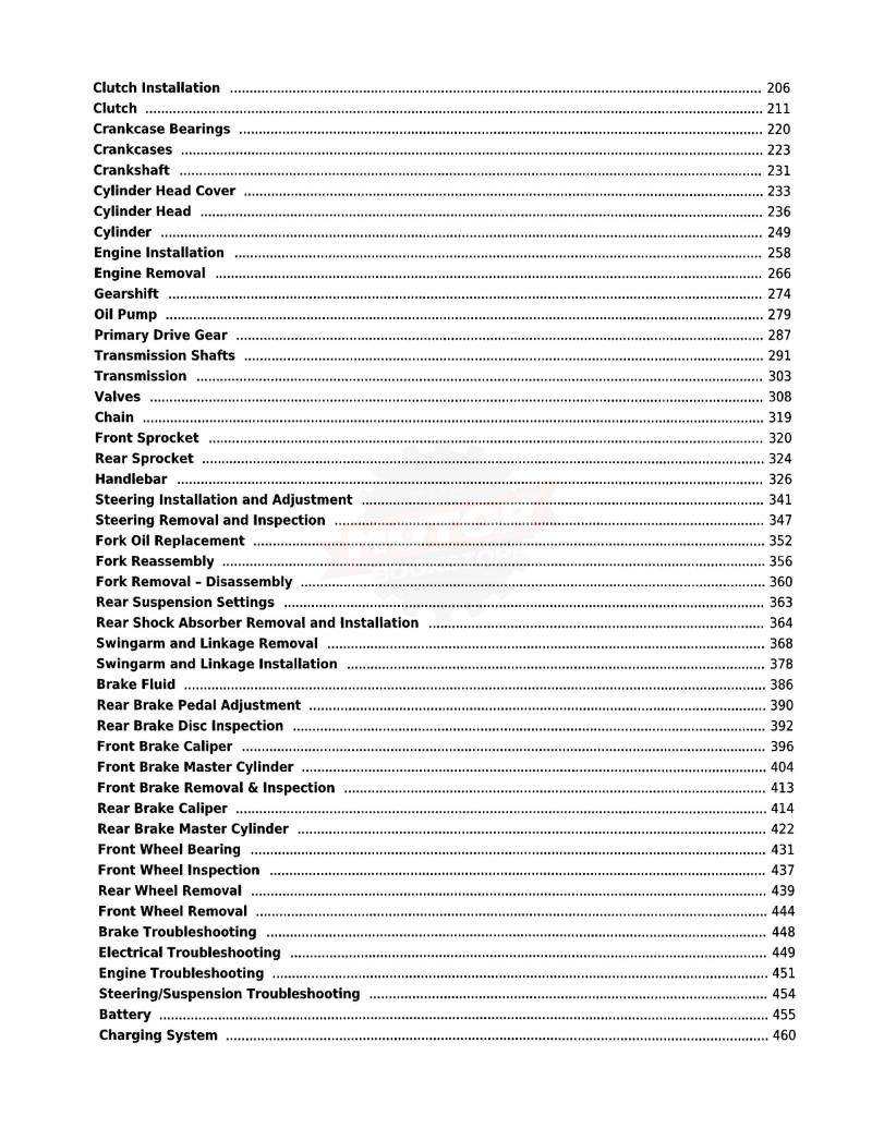 Kawasaki KLR650 Service Manual: 2008-2017 - Table of Contents 2