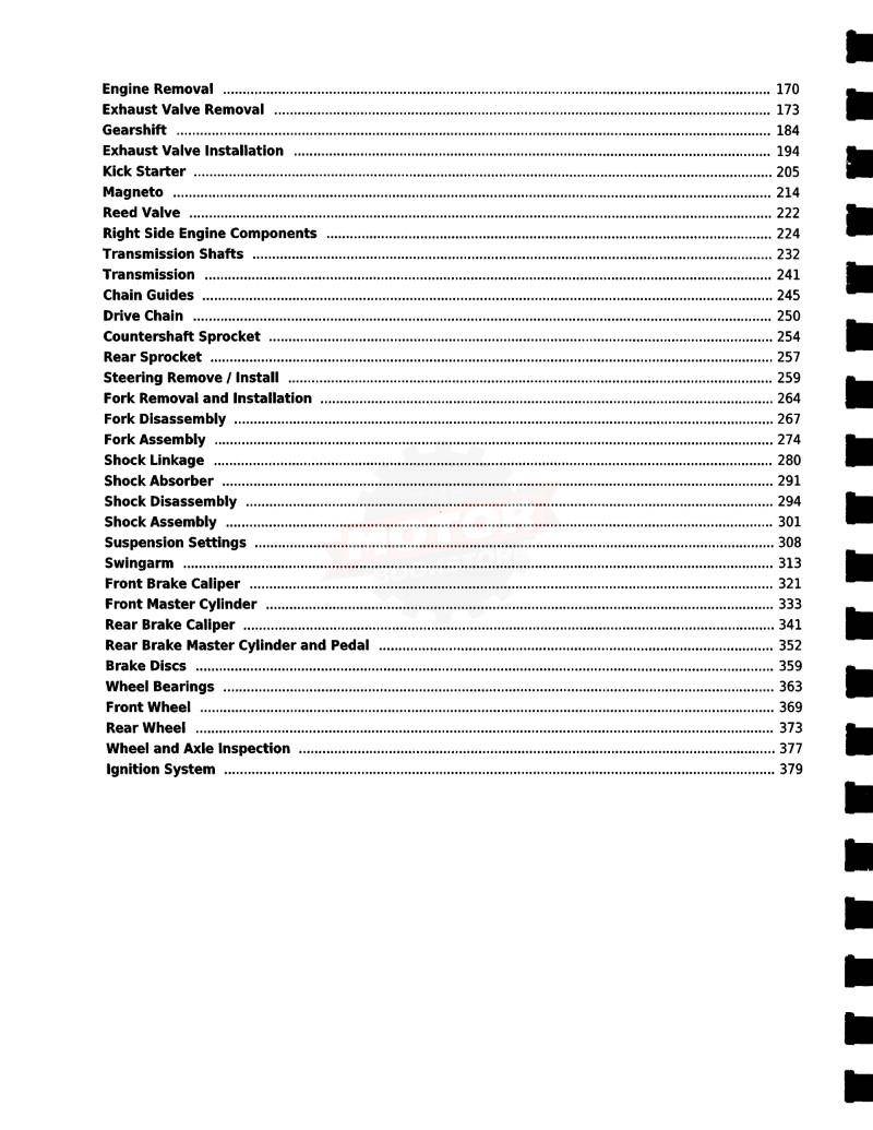 Kawasaki KX250R Service Manual 2005 - 2007 - Table of Contents 2