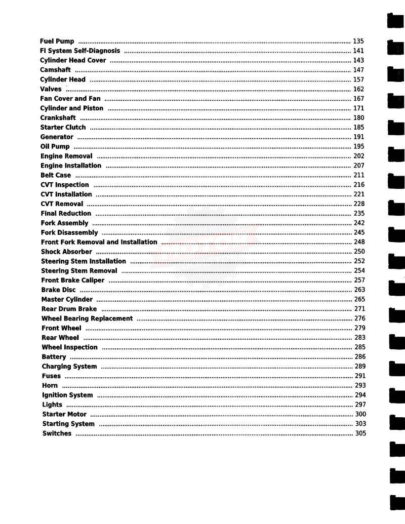 KYMCO Compagno 110i Scooter Service Manual - Table of Contents 2