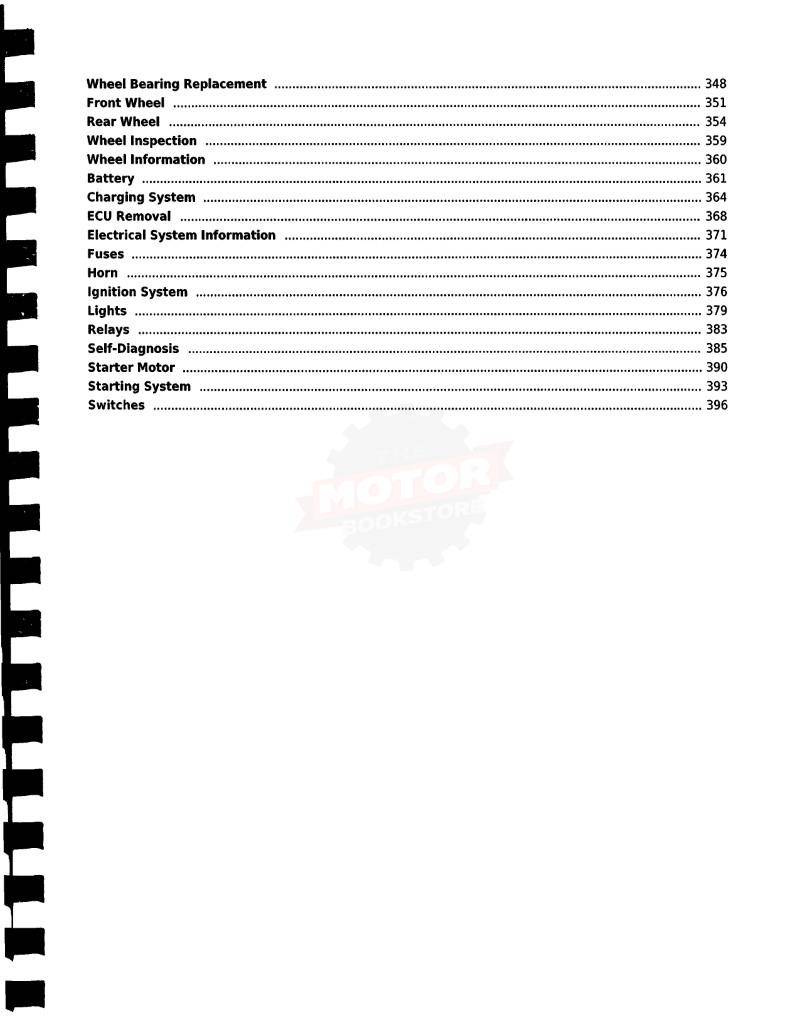 KYMCO Downtown 300i / 200i Scooter Repair Manual: 2011-2017 - Table of Contents 3