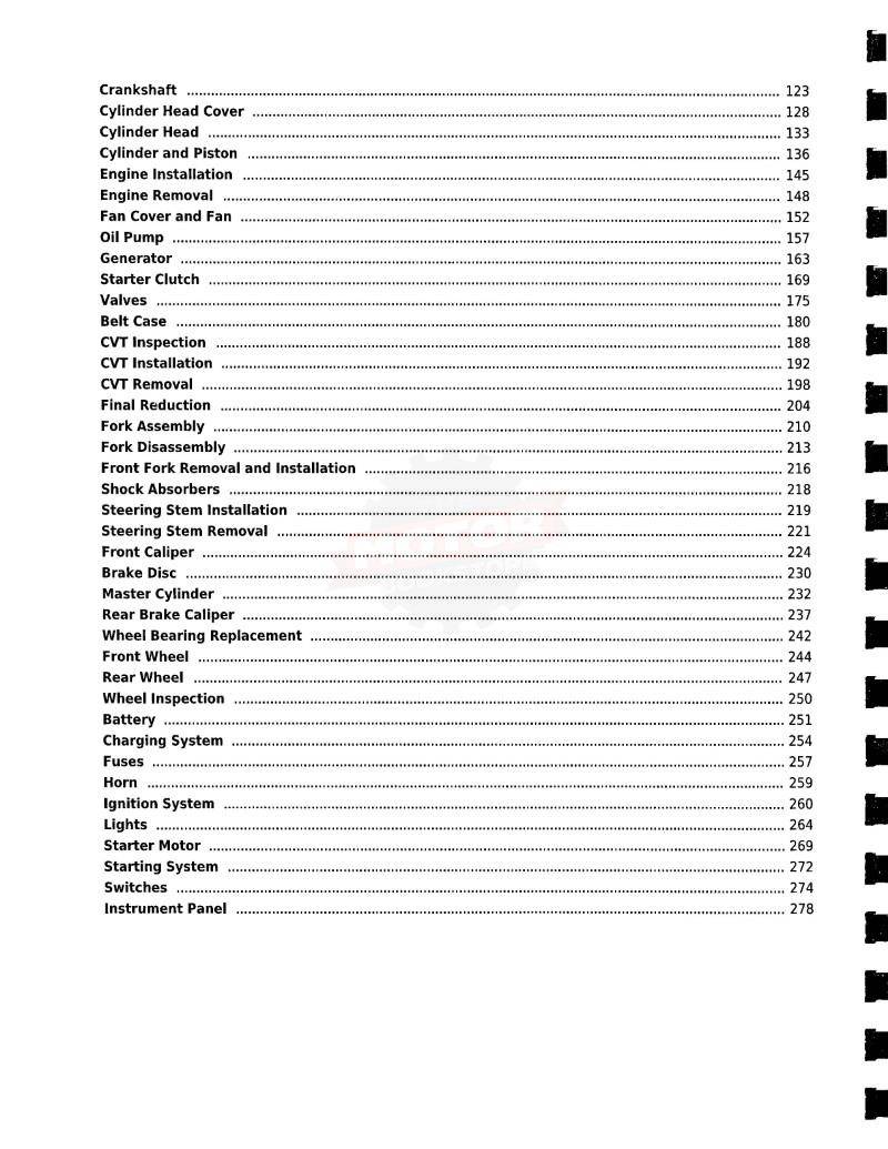 KYMCO Movie 150 Scooter Service Manual - Table of Contents 2