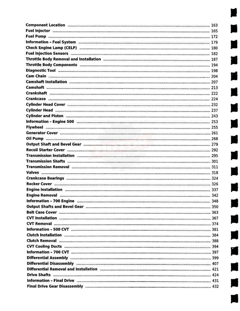 KYMCO MXU 500i / 700i ATV Service Manual: 2013-2017 - Table of Contents 2