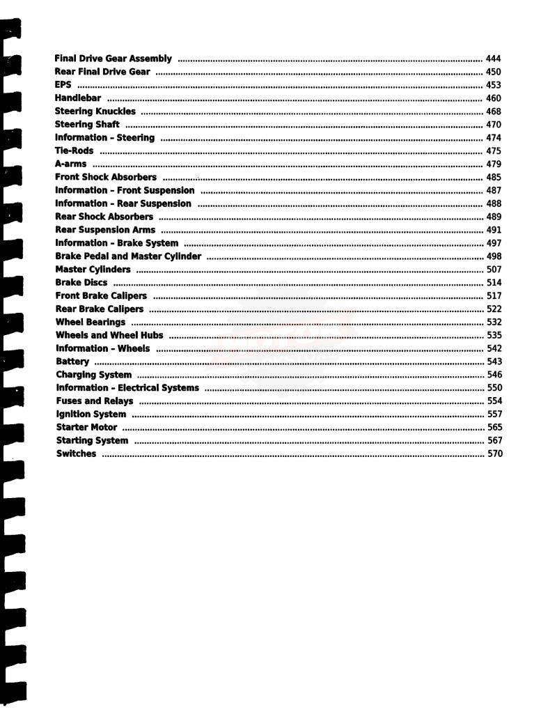 KYMCO MXU 500i / 700i ATV Service Manual: 2013-2017 - Table of Contents 3