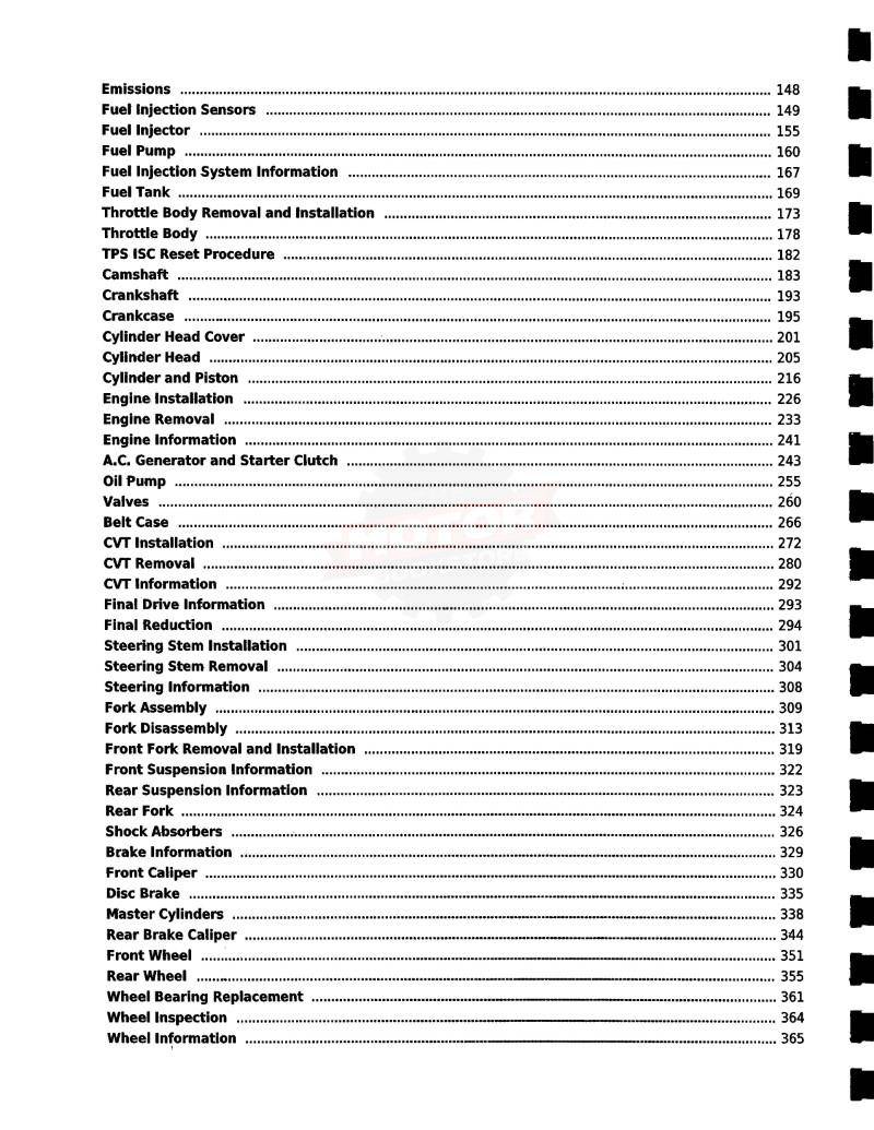 KYMCO People GT 200i / 300i Scooter Service Manual - Table of Contents 2