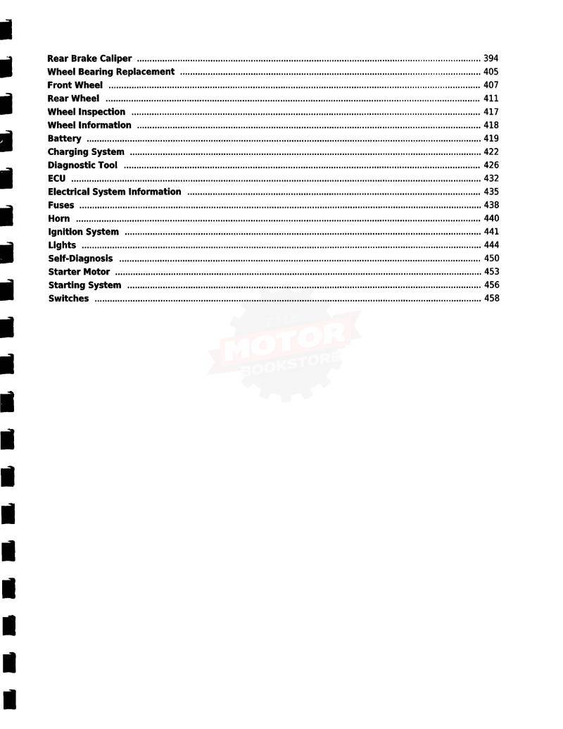 KYMCO Xciting 500Ri / ABS Scooter Service Manual 2009-2012 - Table of Contents 3