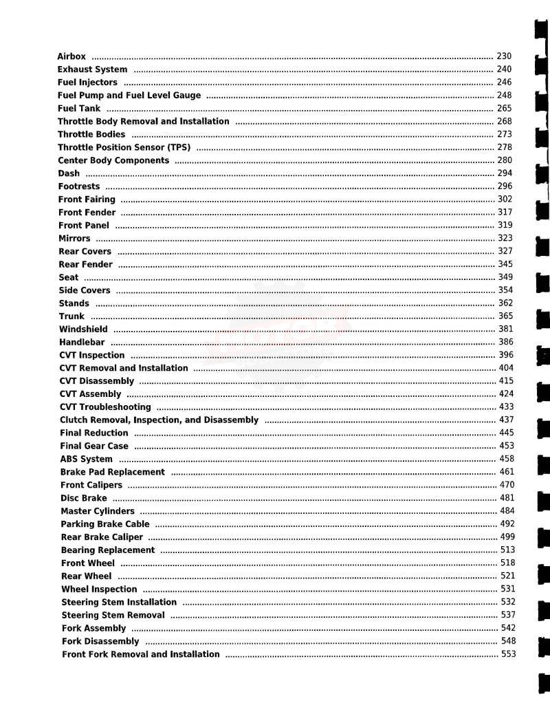 Suzuki AN650 Burgman Scooter Service Manual: 2003-2012 - Table of Contents 2