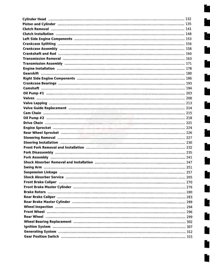 Suzuki RM Z250 Motorcycle Service Manual 2010-2012 - Table of Contents 2