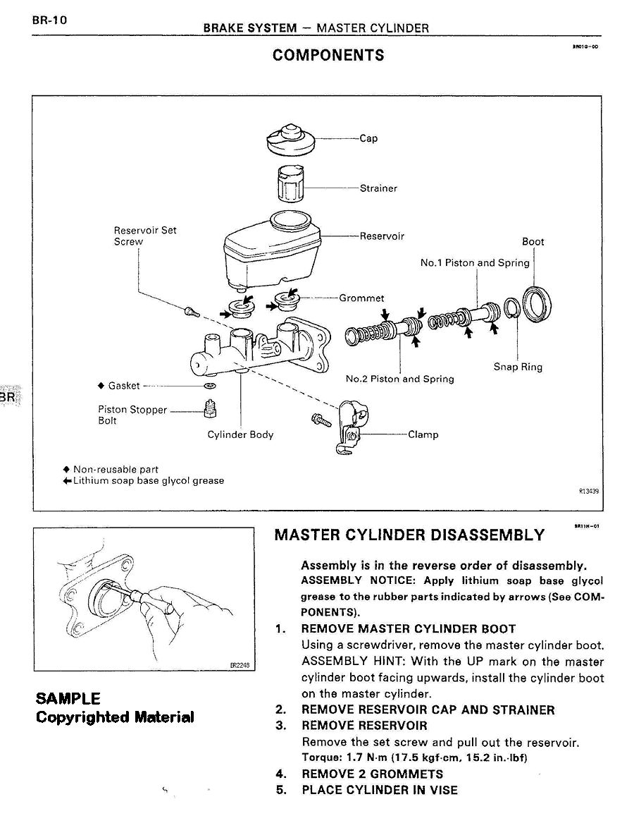 Toyota OEM Truck / SUV Sample Page - Master Cylinder Disassembly