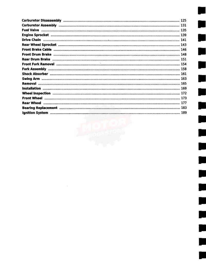 Yamaha PW80 / BW80 Motorcycle Service Manual: 1983-2006 - Table of Contents 2