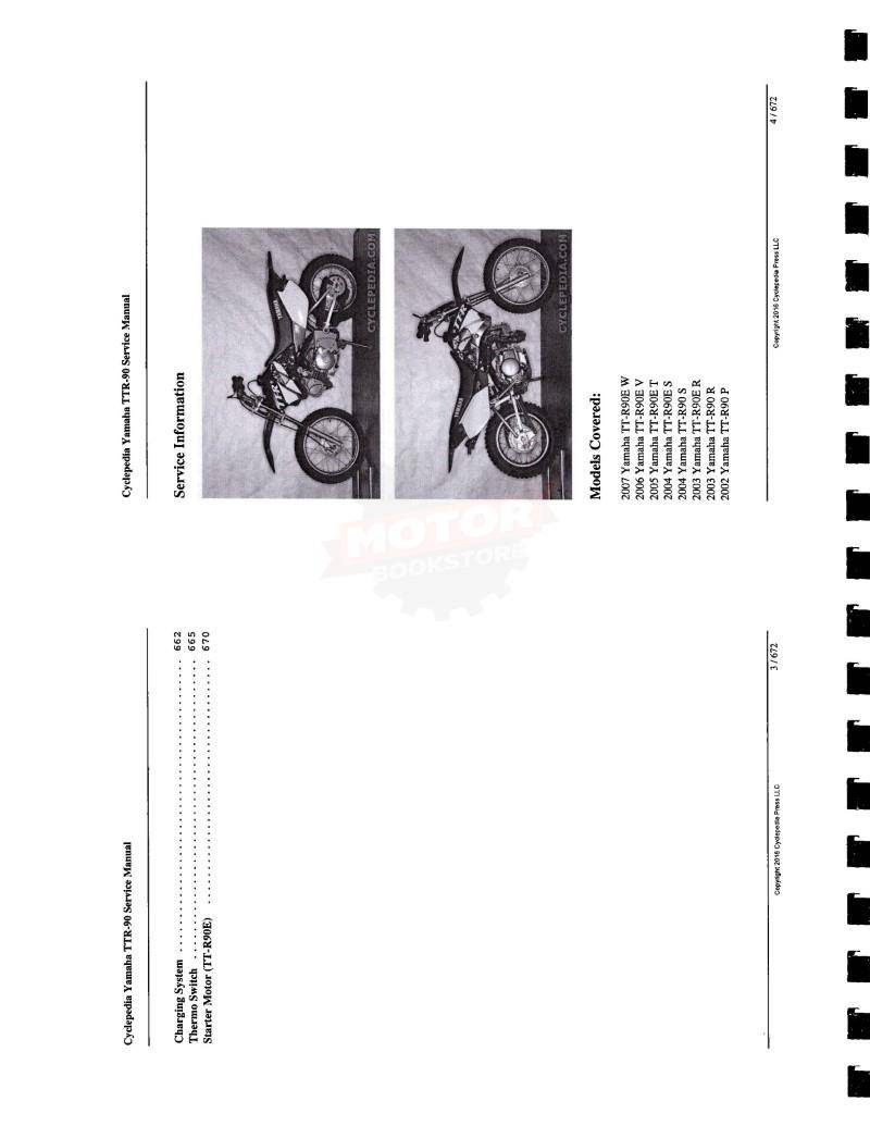 Yamaha TT-R90 Motorcycle Service Manual 2000 - 2007 - Table of Contents 2