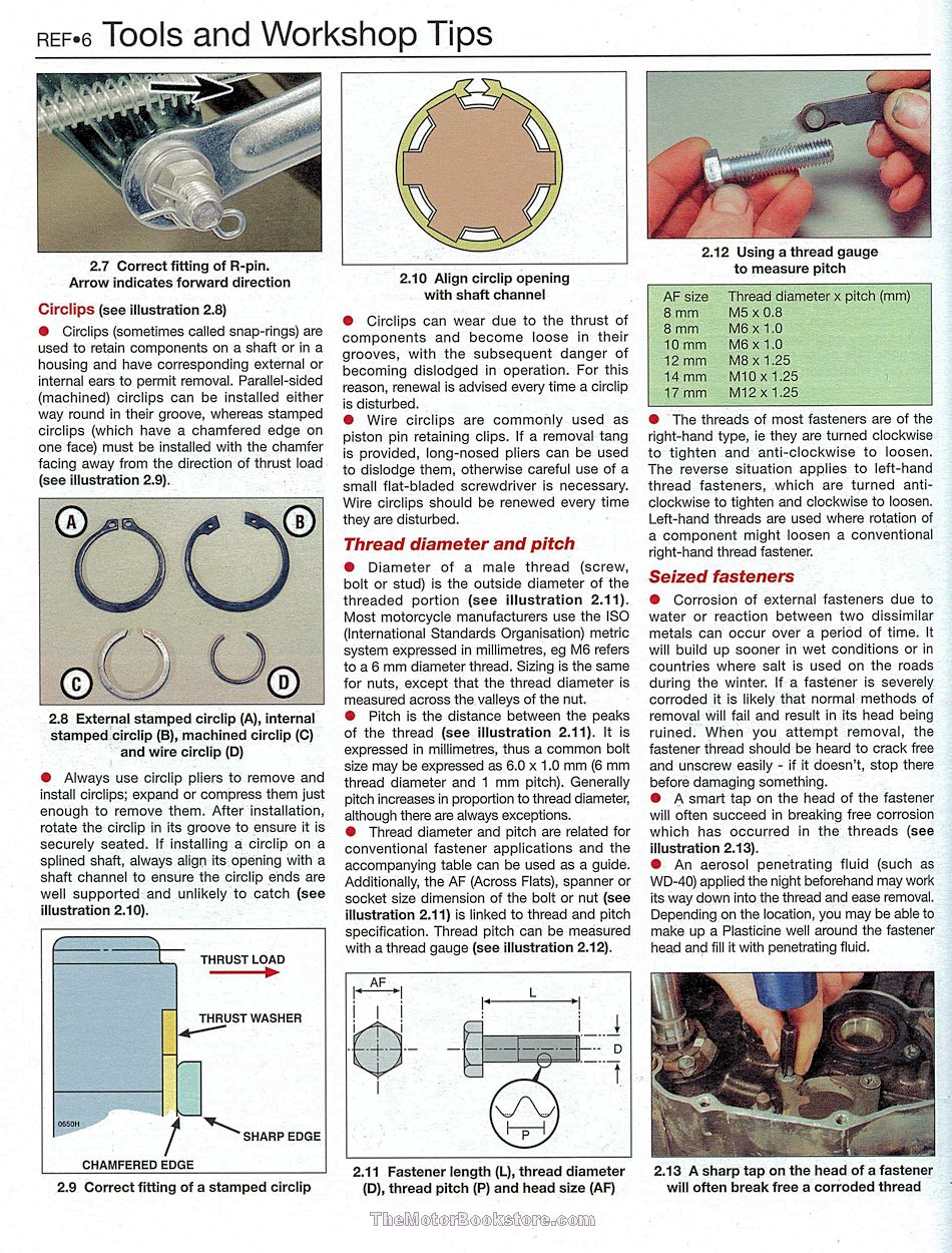 Yamaha XJ6 / FZ6R Repair Manual - Tools and Workshop Tips Sample Page