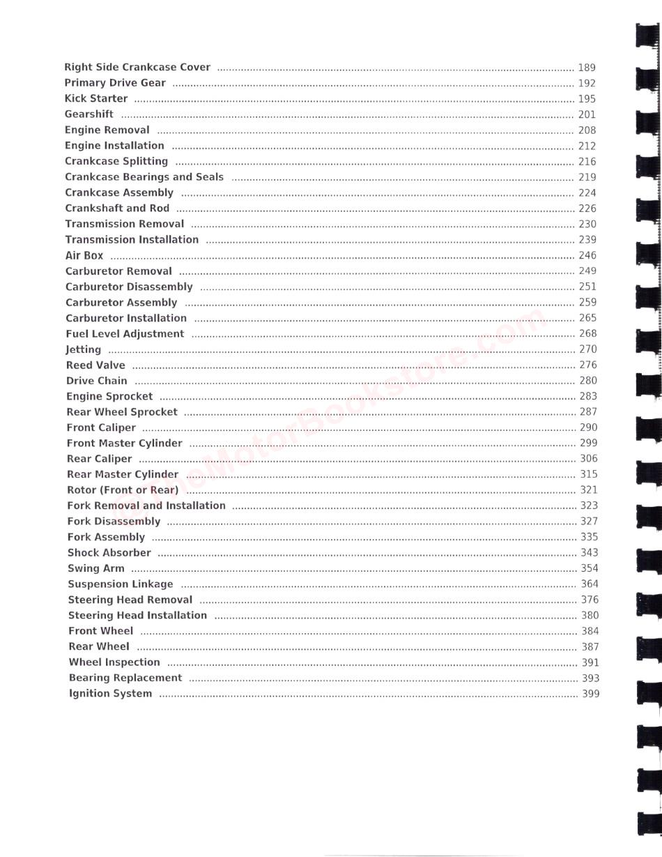Yamaha YZ125 2-Stroke Service Manual: 2005 - 2020 - Table of Contents Page 2