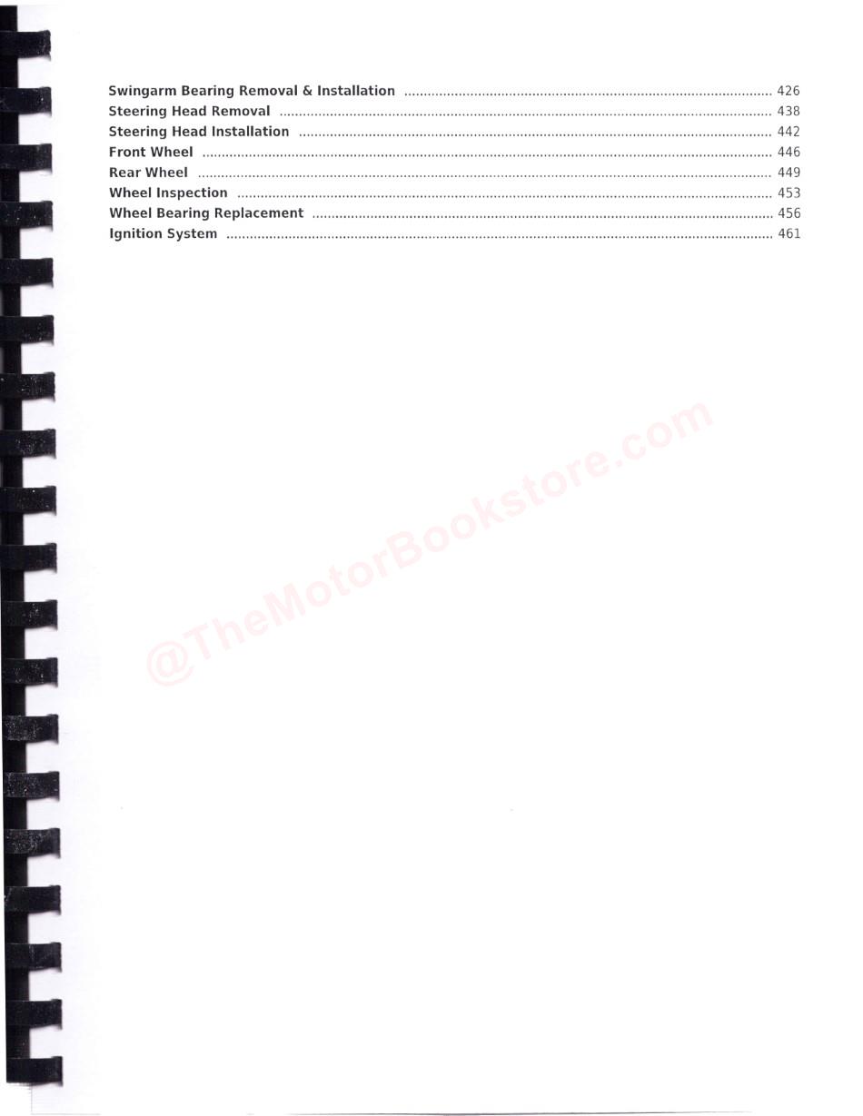 Yamaha YZ250F Service Manual: 2010-2013 - Table of Contents Page 3