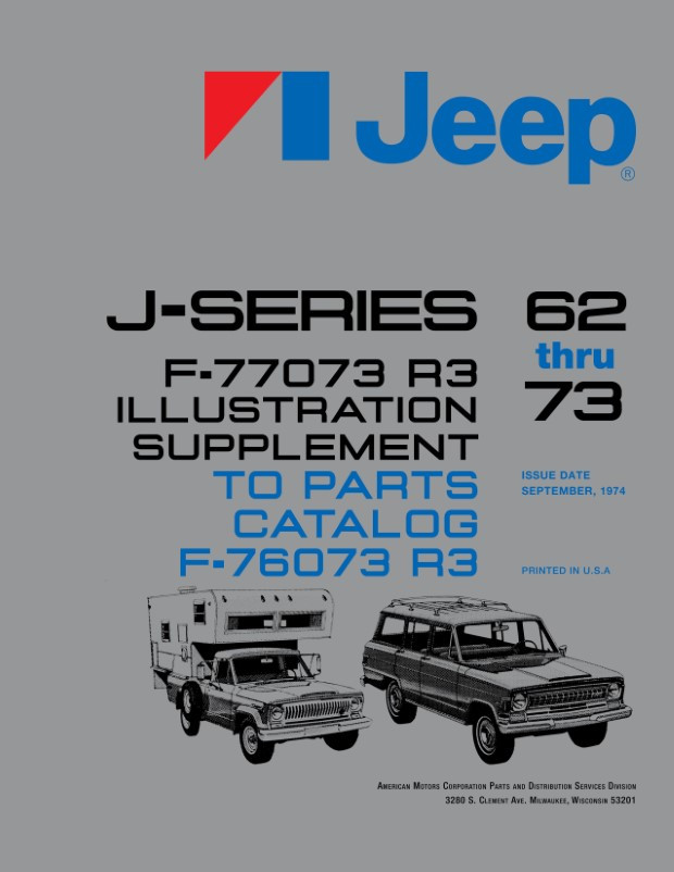 1962 - 1973 Jeep J-Series (Gladiator, Wagoneer) Parts Book/Catalog
