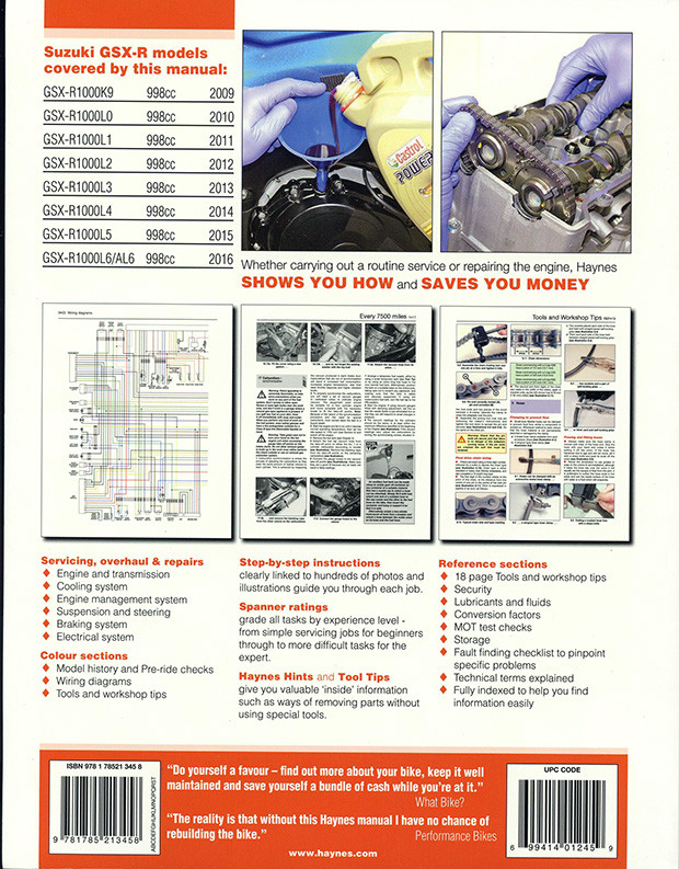 Suzuki GSX-R1000 Repair Manual: 2009-2016 - Haynes 6345