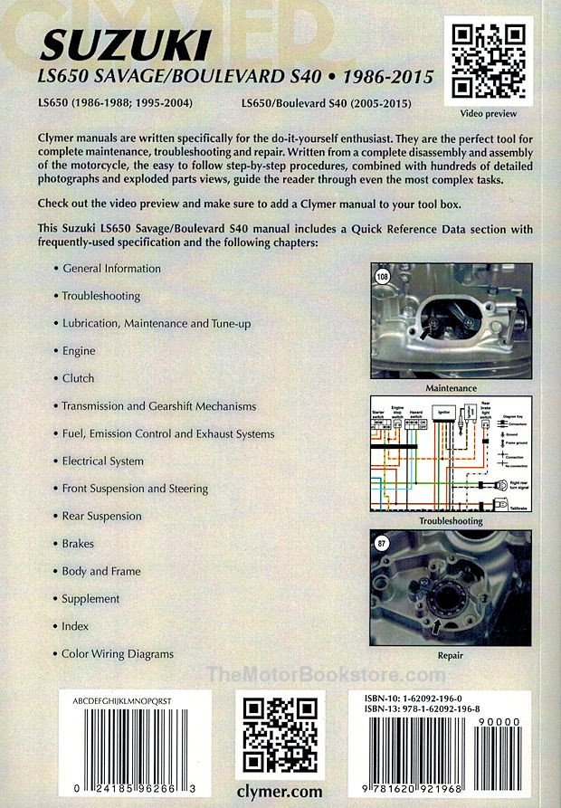 SUZUKIサベージ650 サービスガイド　パーツカタログ Suzuki Savage Repair Manual by Clymer - 1986-2015, LS650
