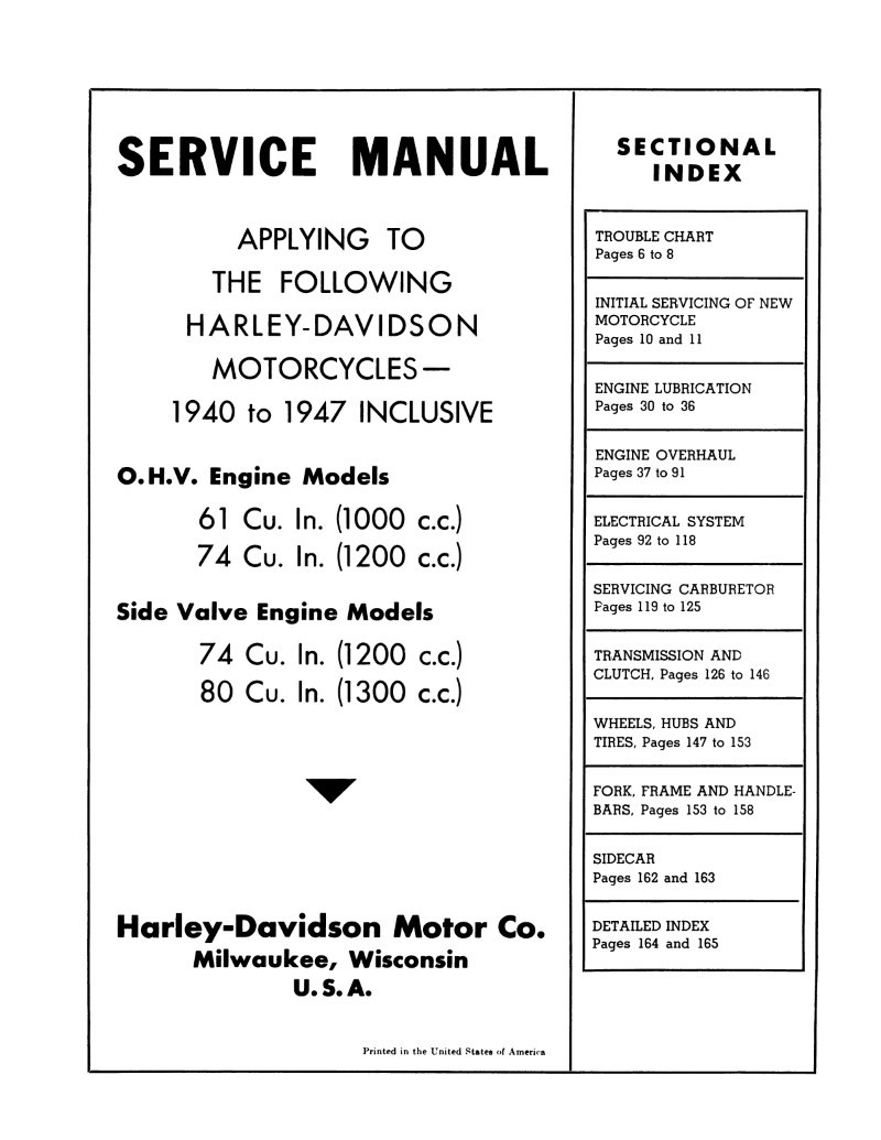 ハーレーダビッドソン サービスマニュアル 1940-47 Big Twin 1940 - 1947 Harley-Davidson Big Twin Service Manual