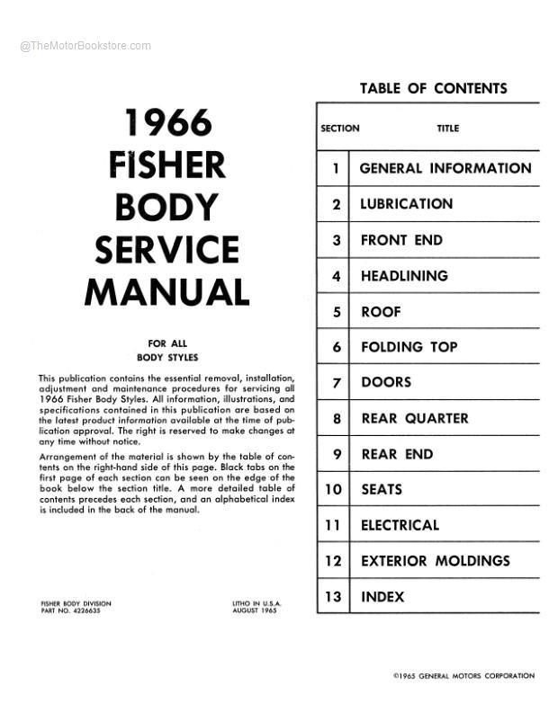 1958 Fisher Body Welding Assembly Manual – Chevy Pontiac Chevrolet Car Factory Repro By Faxon Auto Literature