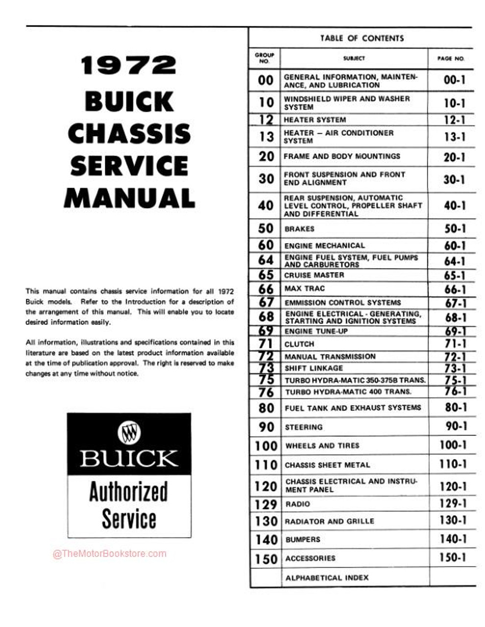 1972 Buick Chassis Service Manual OEM
