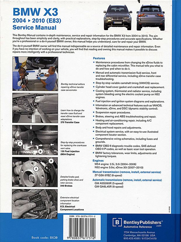 アクセサリー BMW X3 2004-2010 Service Manual BMW X3 2004-2010 Service Manual