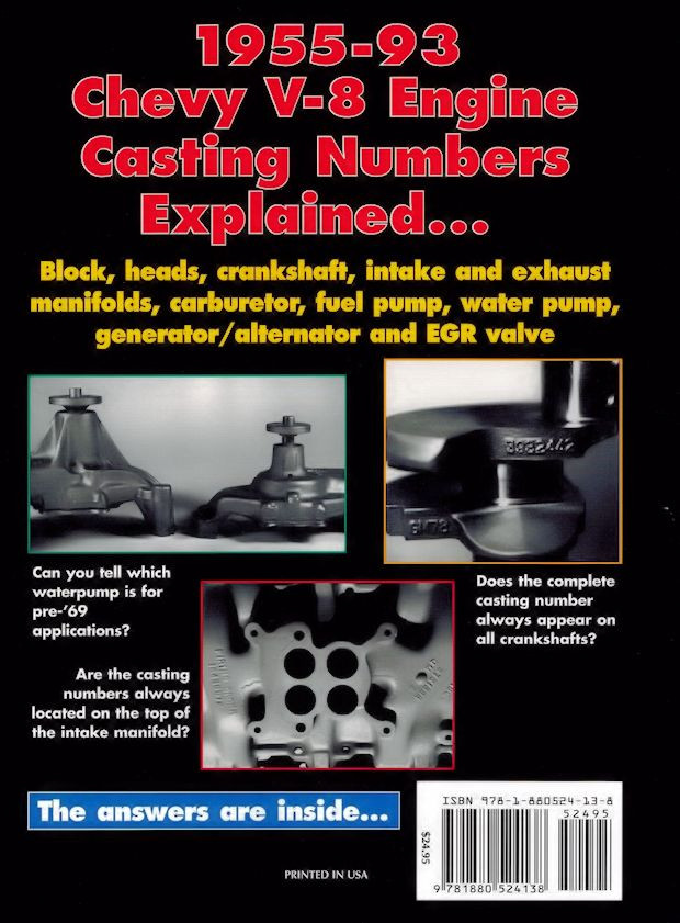 Chevy V8 Engine Casting and Stamped Numbers 19551993