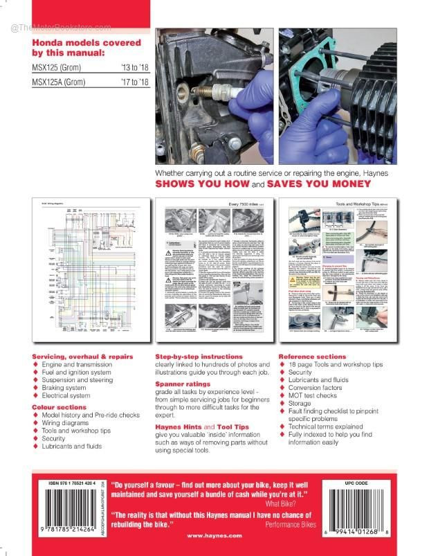 Honda MSX125 Grom Repair Manual 2013-2018 | Haynes M6426